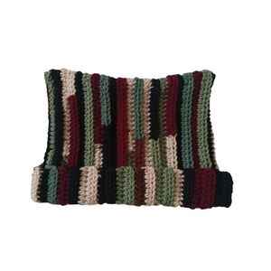 Handmade Crochet Multicolor Scrap Yarn Cat Beanie Winter Hat One Size Fits Most